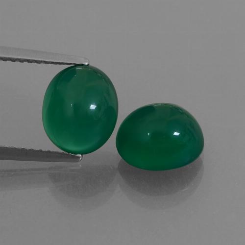 Gemas de Ágata Verde medio natural de 4.92 ct, Corte Óvalo, Translúcido