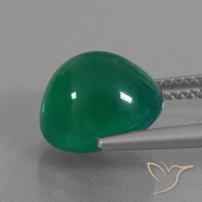 Ágata Verde medio natural de 4.54 ct, Ovalada, Translúcido