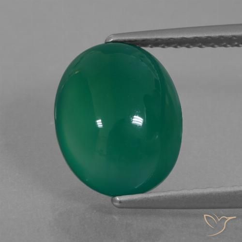 3.40ct Natural Verde medio Ágata, Ovalada, Translúcido