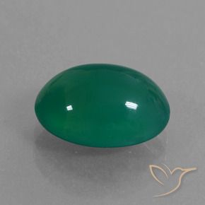 Ágata Verde medio natural de 3.40 ct, Ovalada, Translúcido