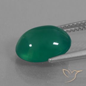Ágata Verde medio natural de 3.40 ct, Ovalada, Translúcido