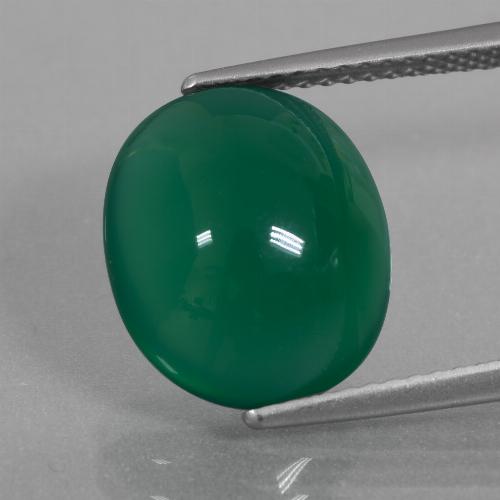 Ágata verde natural de 5,79 ct, corte óvalo, translúcido