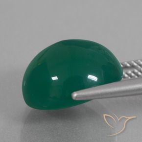 Ágata Verde medio natural de 7.25 ct, Ovalada, Translúcido