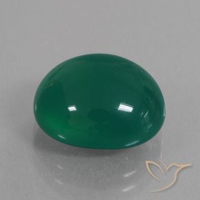 Ágata Verde medio natural de 6.90 ct, Ovalada, Translúcido