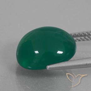 Ágata Verde medio natural de 6.90 ct, Ovalada, Translúcido