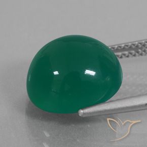 Ágata Verde medio natural de 6.52 ct, Ovalada, Translúcido