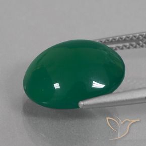Ágata Verde natural de 5.73 ct, Ovalada, Translúcido