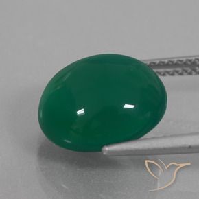 Ágata Verde bosque natural de 6.78 ct, Ovalada, Translúcido