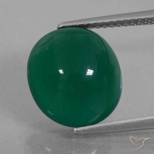 Ágata Verde natural de 6.61 ct, Corte Óvalo, Translúcido