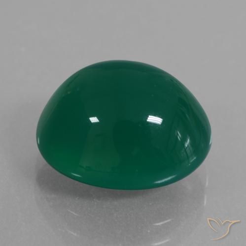 Ágata Verde natural de 6.61 ct, Corte Óvalo, Translúcido