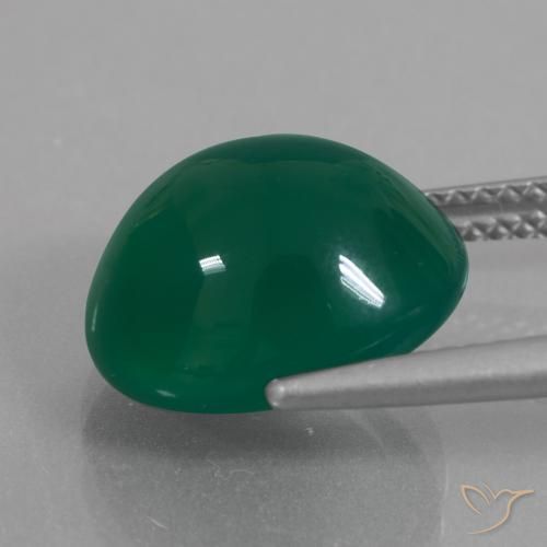 Ágata Verde natural de 6.61 ct, Corte Óvalo, Translúcido