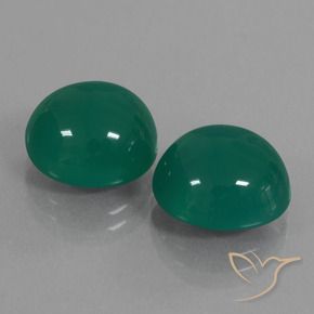 Gemas de Ágata Verde medio natural de 12.97 ct, Ovalada, Translúcido