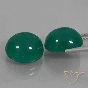 Gemas de Ágata Verde medio natural de 12.97 ct, Ovalada, Translúcido
