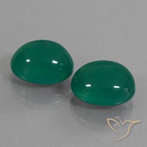 Gemas de Ágata Verde medio natural de 13.31 ct, Ovalada, Translúcido
