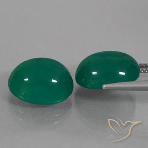 Gemas de Ágata Verde medio natural de 13.31 ct, Ovalada, Translúcido