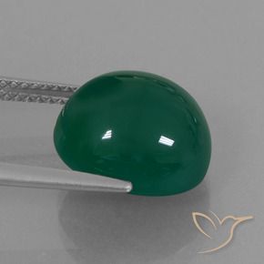 Ágata Verde medio natural de 7.21 ct, Ovalada, Translúcido