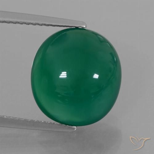 7.06ct Natural Verde bosque Ágata, Ovalada, Translúcido