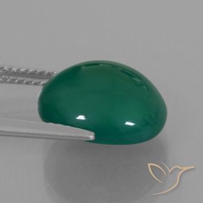 Ágata Verde bosque natural de 7.06 ct, Ovalada, Translúcido