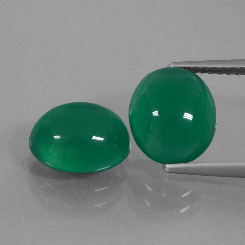 Gemas de Ágata Verde intenso medio natural de 5.20 ct, Corte Óvalo, Translúcido