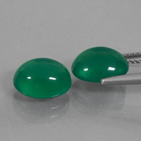 Gemas de Ágata Verde intenso medio natural de 5.20 ct, Corte Óvalo, Translúcido