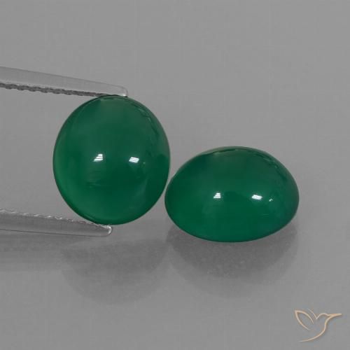 Gemas de Ágata Verde medio natural de 5.23 ct, Corte Óvalo, Translúcido