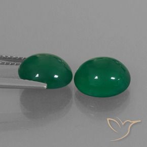 Gemas de Ágata Verde medio natural de 5.23 ct, Corte Óvalo, Translúcido