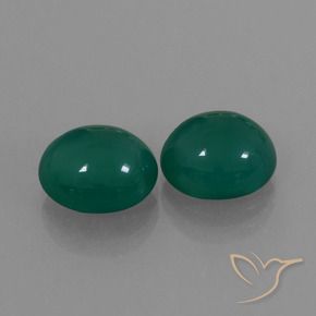 Gemas de Ágata Verde natural de 4.96 ct, Ovalada, Translúcido