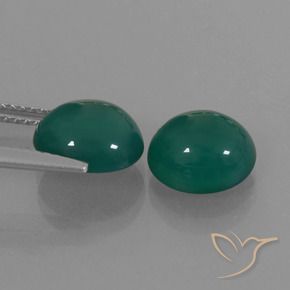 Gemas de Ágata Verde natural de 4.96 ct, Ovalada, Translúcido