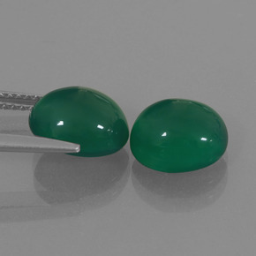 Gemas de Ágata Verde medio natural de 5.56 ct, Corte Óvalo, Translúcido