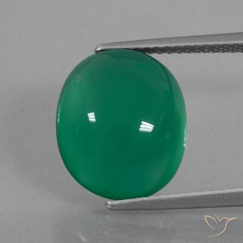 7.77ct Natural Verde medio Ágata, Ovalada, Translúcido