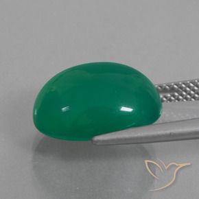 Ágata Verde medio natural de 7.77 ct, Ovalada, Translúcido