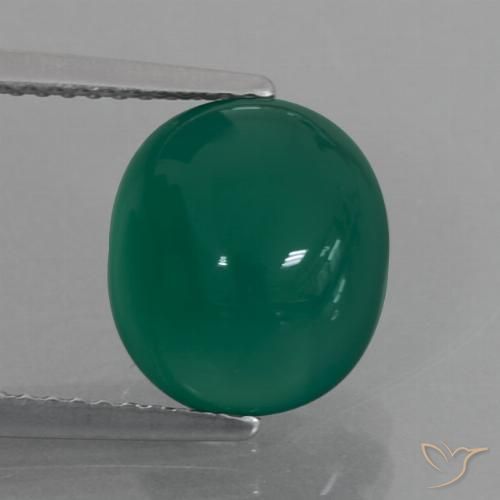 4.14ct Natural Verde medio Ágata, Ovalada, Translúcido
