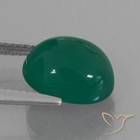 Ágata Verde medio natural de 4.14 ct, Ovalada, Translúcido