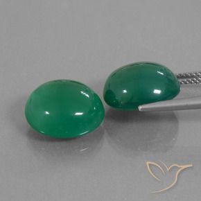 Gemas de Ágata Verde cálido natural de 14.46 ct, Ovalada, Translúcido