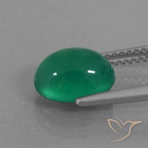 Ágata Verde pino natural de 2.33 ct, Ovalada, Translúcido