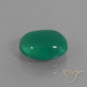 Ágata Verde medio natural de 2.11 ct, Ovalada, Translúcido
