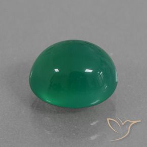 Ágata Verde cálido natural de 2.63 ct, Ovalada, Translúcido