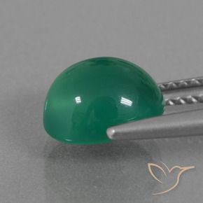 Ágata Verde cálido natural de 2.63 ct, Ovalada, Translúcido