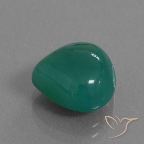 Ágata Verde frío natural de 6.12 ct, En forma de pera, Translúcido