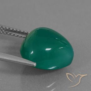 Ágata Verde frío natural de 6.12 ct, En forma de pera, Translúcido