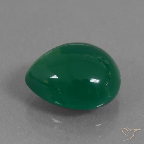 Ágata Verde amarillento natural de 7.10 ct, En forma de pera, Translúcido