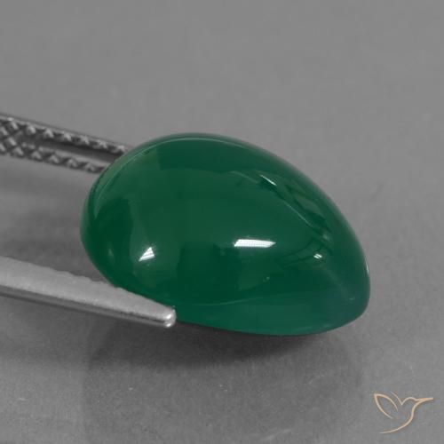 Ágata Verde amarillento natural de 7.10 ct, En forma de pera, Translúcido