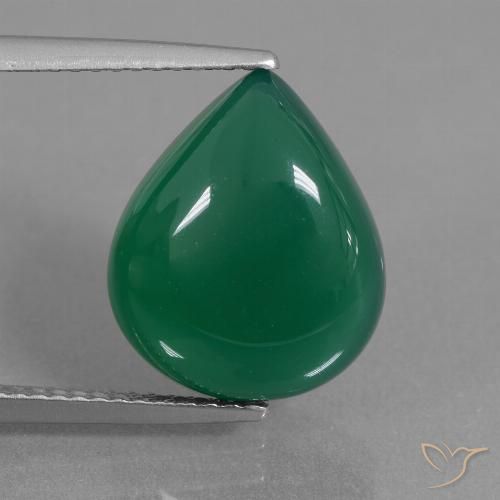 7.09ct Natural Verde intenso medio Ágata, En forma de pera, Translúcido