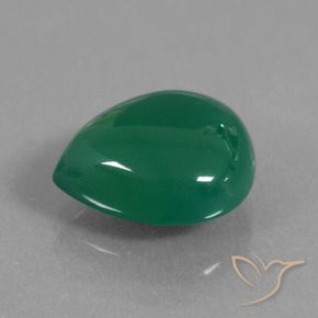 Ágata Verde intenso medio natural de 7.09 ct, En forma de pera, Translúcido