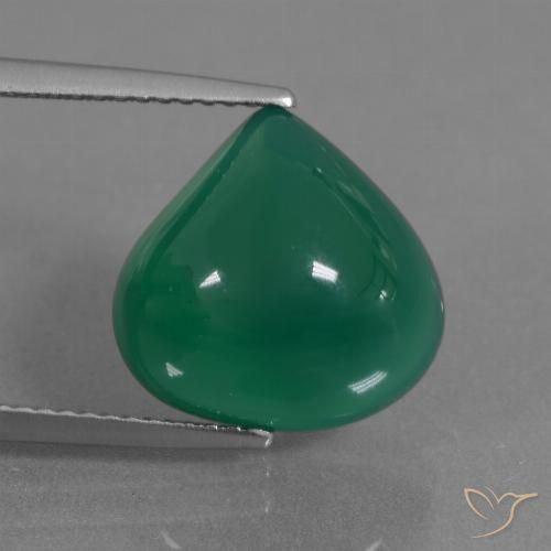 7.28ct Natural Verde intenso medio Ágata, En forma de pera, Translúcido