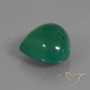 Ágata Verde intenso medio natural de 7.28 ct, En forma de pera, Translúcido