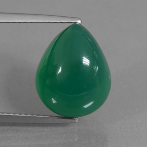 Ágata Verde cálido natural de 7.29 ct, En forma de pera, Translúcido