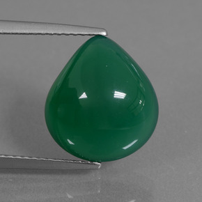 Ágata Verde natural de 6.09 ct, En forma de pera, Translúcido