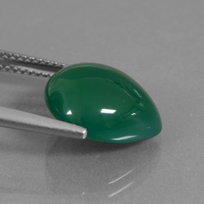 Ágata Verde natural de 6.09 ct, En forma de pera, Translúcido