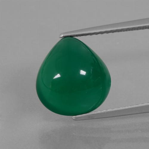 Ágata verde natural de 6,45 ct, en forma de pera, translúcido